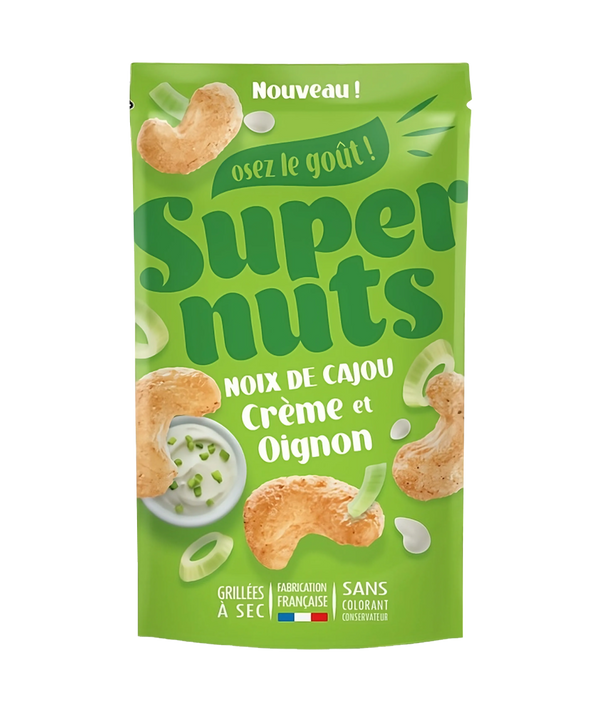 Noix de Cajou Creme et Oignon Super Family - Cajou croquantes saveur creme oignon 100g