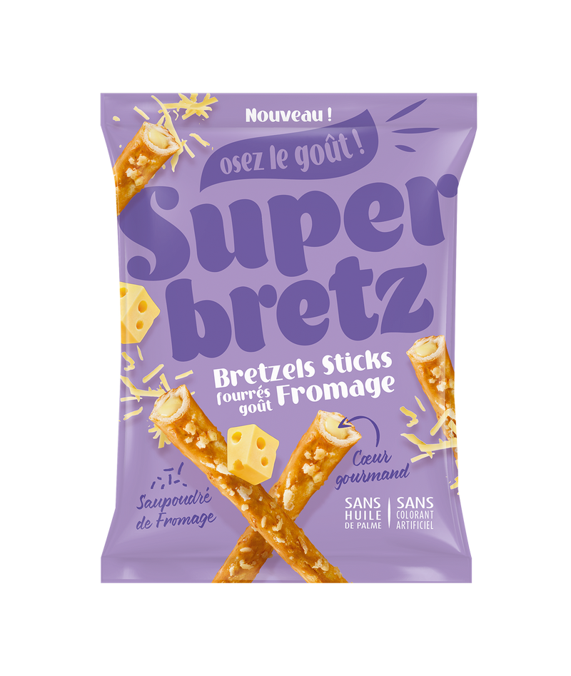Bretzels Plats Fromage Super Family - Snack aperitif au fromage 100g