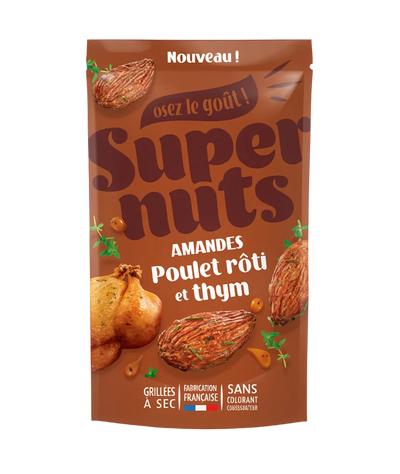 Amandes Poulet roti et Thym Super Family - Amandes grillees saveur poulet thym 100g