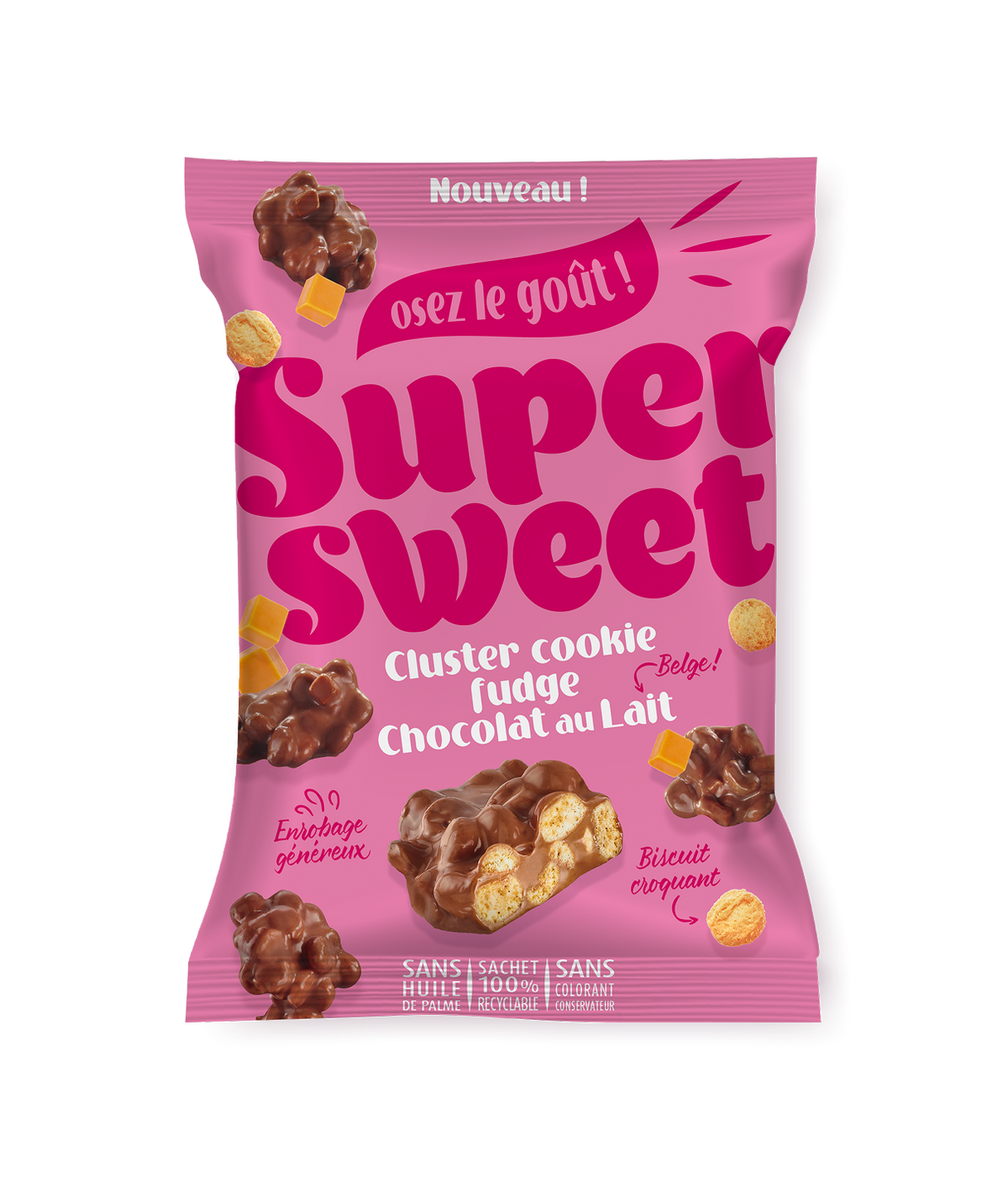 Cluster Cookie Fudge Super Family - Clusters chocolat au lait et cookie 100g