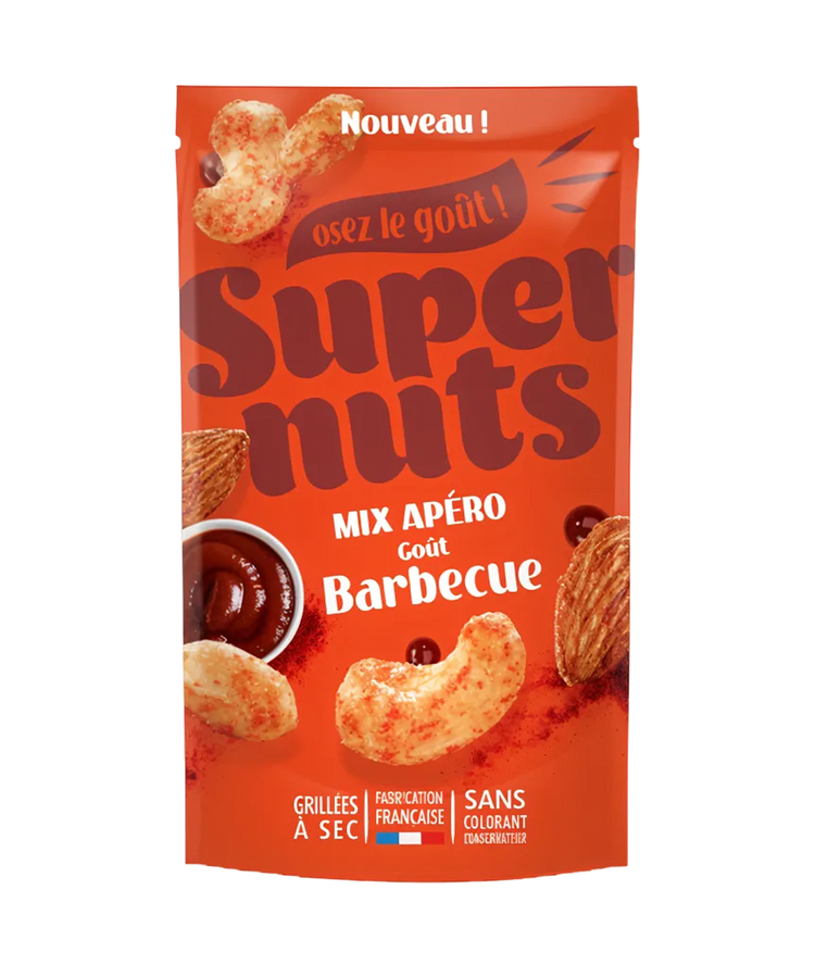 Mix Apero gout Barbecue Super Family - Melange de noix grillees saveur BBQ 100g