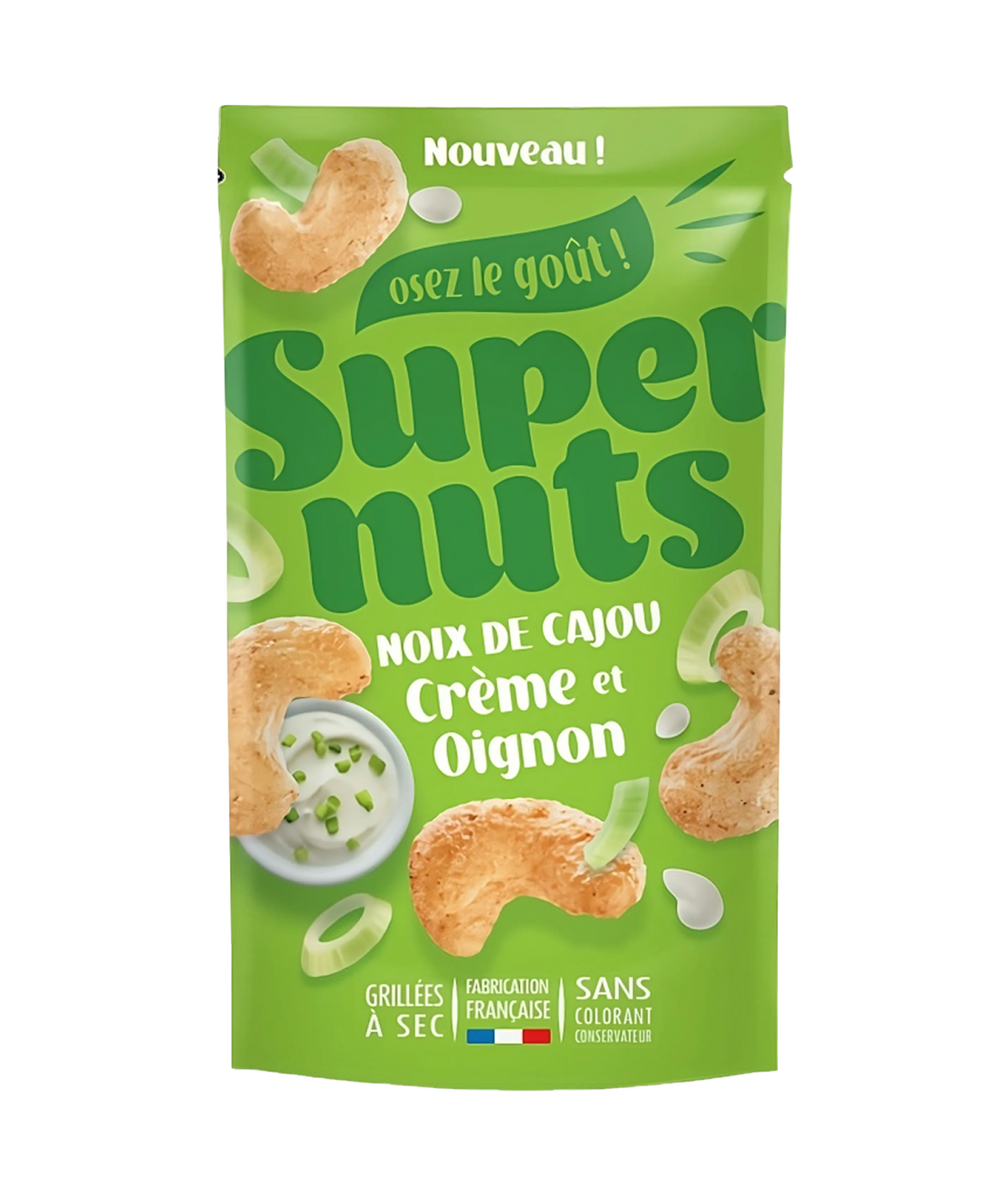 Noix de Cajou Creme et Oignon Super Family - Cajou croquantes saveur creme oignon 100g