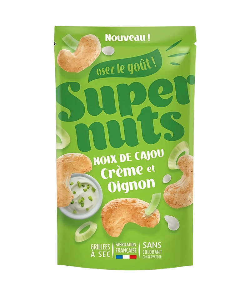 Noix de Cajou Creme et Oignon Super Family - Cajou croquantes saveur creme oignon 100g