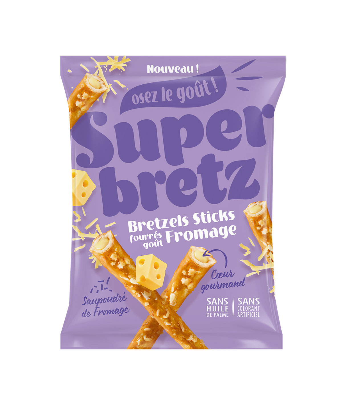 Bretzels Plats Fromage Super Family - Snack aperitif au fromage 100g
